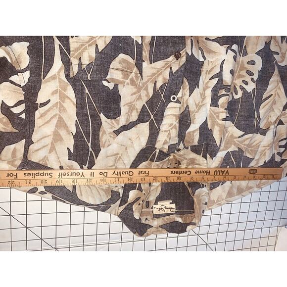 XXL Panama Jack Hawaiian Black Beige Reverse Print Shirt Leaves Floral Aloha EUC - Picture 12 of 16